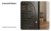Large Capacity Black Shoe Cabinet with Doors Stable Load-Bearing Freestanding Shoe Rack with Doors Easy Assembly Freestanding Bamboo Storage Cabinet Adjustable Shelves for Apartment Dwellers, Homeowners, Families, Hallway, Bedroom, Closet, Living Room