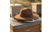 Domed Crown Beekeeping Hat with Veil Chin Strap Beekeeping Cap with Head Net Face and Neck Coverage Mesh Beekeeper Hat Brown Denim Style