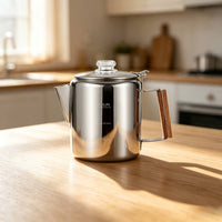 Coffee Pot with Strainer Stainless Steel Coffee Pot with Wooden Handle Heat-Resistant for Kitchen