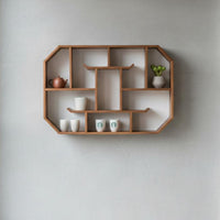 Wooden wall Display Shelf Multi-Tier Tea Cup Rack-Saving Wooden wall Shelf for Bedroom