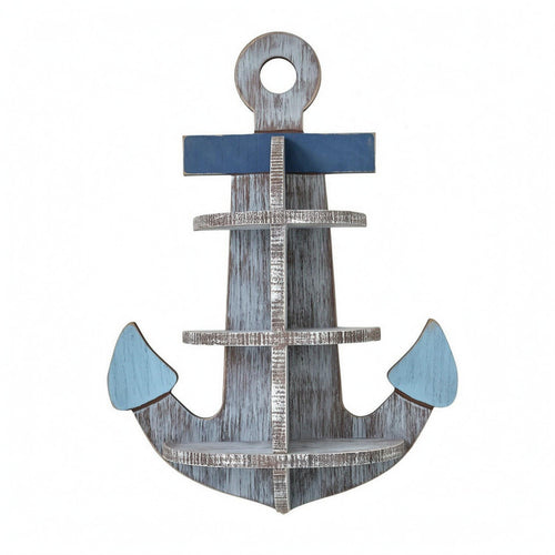 Boat Wall Shelf Distressed Finish Home Decor Wood and Iron