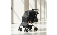 Bidirectional Foldable Pet Stroller Compact Pet Stroller with Mesh Canopy Stable Comfortable for Cats, Small Dogs