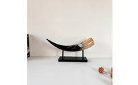 Horn Decor Minimalist Sculpture with Metal Stand Glossy for Office, Entryway
