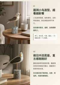 地中海风格木质雕刻工艺海鸟桌面装饰摆件家居客厅电视柜隔板创意