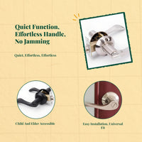 Keyless Bathroom Door Lock, Three-Lever Handle, Privacy Interior Lock, Zinc Alloy, Easy to Install, Suitable for Bedroom and Bathroom
