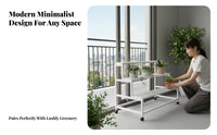3-Tier Stand with Hanging Bar Stepped Shelves for Patio
