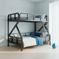Metal Bunk Bed Space-Saving Bunk Bed Black Furniture for Students, Teens, Dorm Rooms, Small Apartments