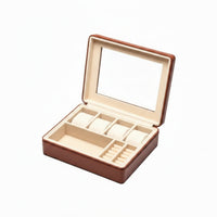 Transparent Window Watch Storage Organizer Zippered Watch Storage Box Multi-Compartment Jewelry Organizer Box Lined Interior for Dresser, Closet