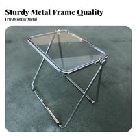 Clear Folding Table Foldable Design Portable Desk Space-Saving for Small Spaces