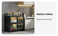 Kitchen Storage Cabinet with Doors Rust Resistant Metal Storage Cabinet on Wheels Heavy Duty Multi-Tier Kitchen Rack for Homeowners, Renters, Washroom