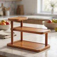 Space-Saving Wooden Desktop Organizer Small Desk Shelf Organizer Sturdy Wooden Desktop Rack Stable for Vanity, Dresser