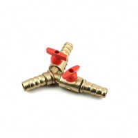 Lever-Style Three-Way Gas Valve with Levers Barbed Three-Way Splitter Fitting Long-Lasting