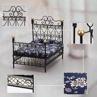 Miniature Dollhouse Bed Wrought Iron Dollhouse Bed Ornate for Room Vignette
