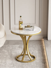 Light Luxury Marble Side Table Round Metal Coffee Table