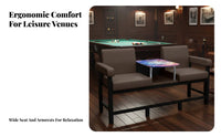 Built-in Cue Holder Billiards Viewing Bench with Console High Backrest Design Billiards Viewing Bench Wear-Resistant Upholstery Game Room Sofa Integrated Footrest for Billiard Players, Spectators, Club Owners, Recreation Center, Lounge Area