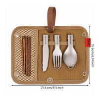 Lightweight Titanium Cutlery Set Compact Camping Cutlery Kit Sturdy Portable Flatware with Pouch Ultralightweight for Campers, Backpackers, Travelers, Hiking, Picnic