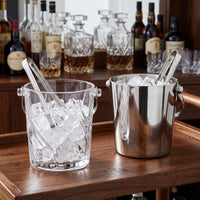 Thickened Glass Ice Bucket with Tongs for Home, KTV, Bar, Beer, Wine, Champagne