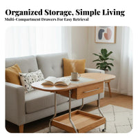 Space-Saving Foldable 2-Tier Trolley space-efficient Design Side Table adaptable Household Furniture Sturdy Construction for Apartment Dwellers, Office Workers, hosts, Living Room, Small areas, Bedroom, Kitchen