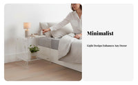 2-Tier Clear Table Minimalist Aesthetic Nightstand Space-Saving for Office