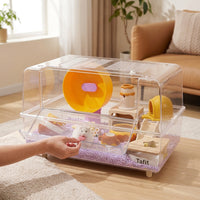 Crystal Cage Hamster Cage with Legs, Rectangular Acrylic Cage for Dwarf Hamster, Modern Style Indoor Pet Cage with Transparent Viewing Habitat