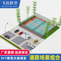 Sand Table Scene Building Model with Light, Parking Lot Simulation, City Street Assembly Kit 04