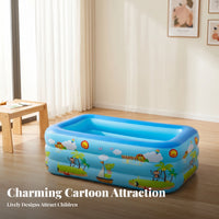 Three-Layer Shallow Inflatable Pool Bubble-Textured Inflatable Kiddie Pool Printed Cartoon Water Play Holiday-Themed for Babies, Children