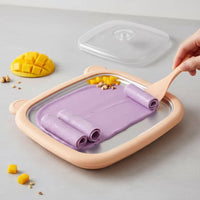Bear-Shaped Rolled Ice Cream Plate with Spatulas Instant Manual Ice Cream Pan Non-Electric Dessert Maker Food-Grade for Families