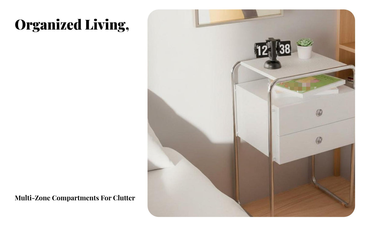 3-Drawer Nightstand Bauhaus Aesthetic Drawer Cabinet with Cylindrical Frame