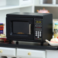 1:12娃娃屋dollhouse木质迷你小家具厨房微场景微缩黑色微波炉