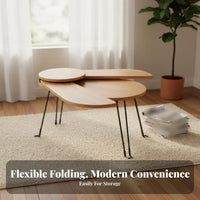 foldable Coffee Table Foldable Design Bean-Shaped Folding Table Space-Saving