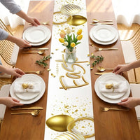 Easter Table Runner Easy to Clean Easter Party Table Cover Reusable Festive Dining Tablecloth for Event Planners, Restaurant Owners, Parties