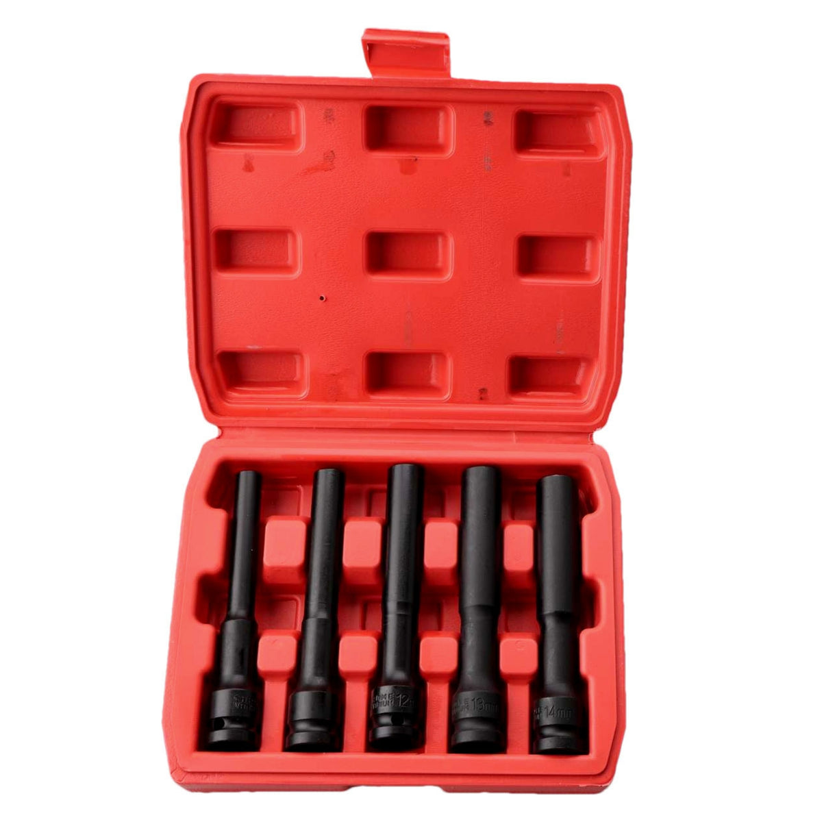 5 Pieces Impact Socket Set with Case Narrow-Wall Socket Set with Case Heavy-Duty Tools for Automotive Repair, Garage