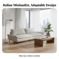 3-Seater Boat-Shaped Settee Italian design Multi-Seater Sofa with Armrests Minimalist Design Couch for Homeowners, Living Room, Reception Area, Bedroom