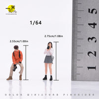 手工涂妆 1/64 摄影师 微缩模型花盆场景搭配人偶