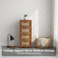 Rattan Drawer Nightstand Vintage design Rattan Drawer End Table Sturdy Construction Minimalist Design for partners, Renters