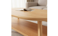 Double Layer Coffee Table Smooth Rounded Edge Wood Coffee Table Easy to Clean Home Furniture for Living Room