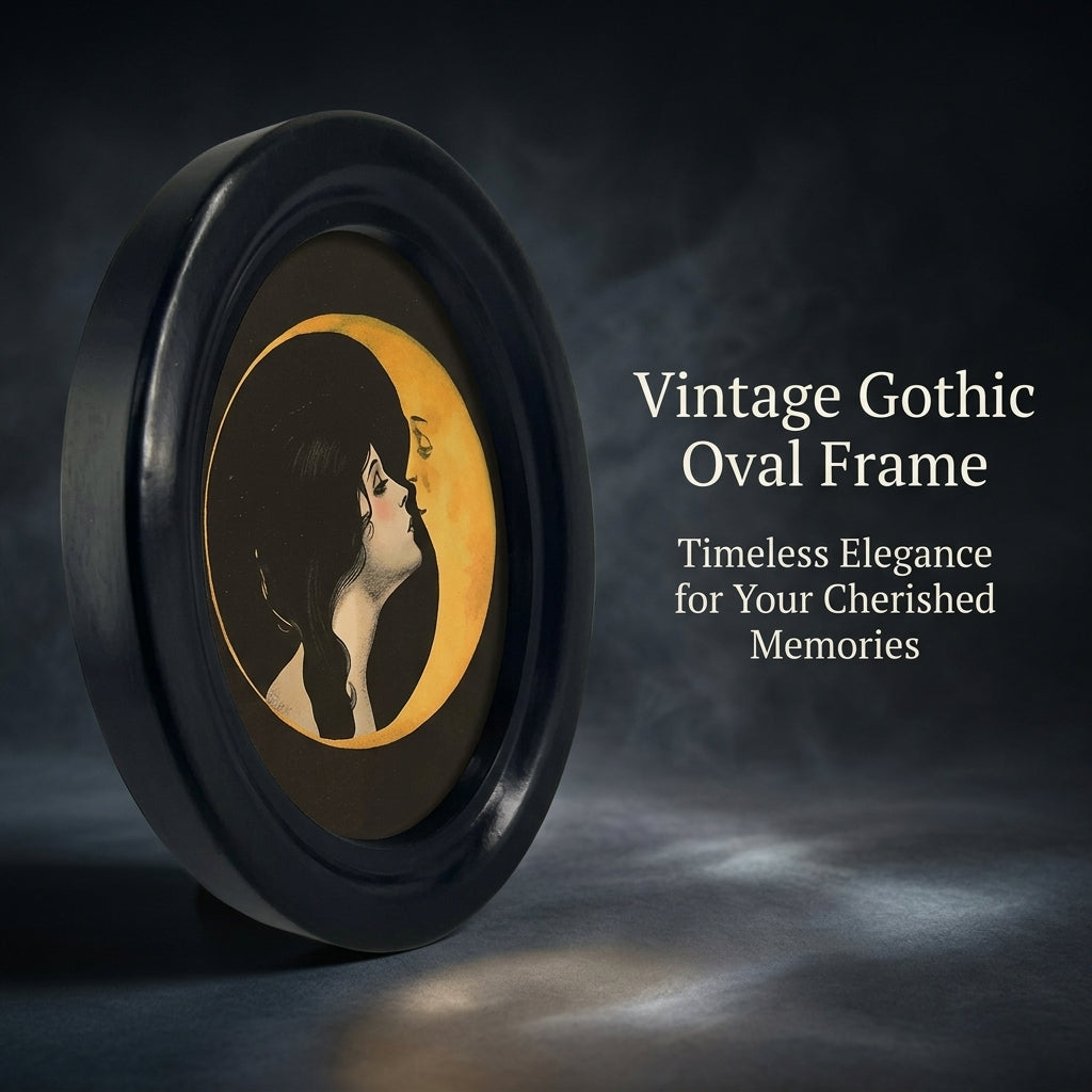 Photo Frame with Vintage Gothic Design for Family Pictures, Lightweight PVC Material Small Picture Ornate Oval Mum Gift