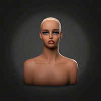 Mannequin Head with Shoulders Realistic Jewelry Display Bust Professional Hairpiece Display Head for Photography