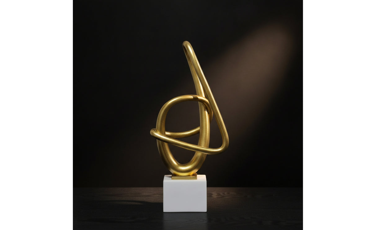 Continuous Loop Sculpture Gold Abstract Sculpture Modern Statue for Living Room, Office