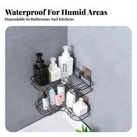 No-Drill Installation Triangular Corner Basket Space-Saving Triangle Wall Basket Multi-Purpose Bathroom Shelf Rustproof for Homeowners, Apartment Dwellers, Students, Kitchen, Shower, Dorm Room