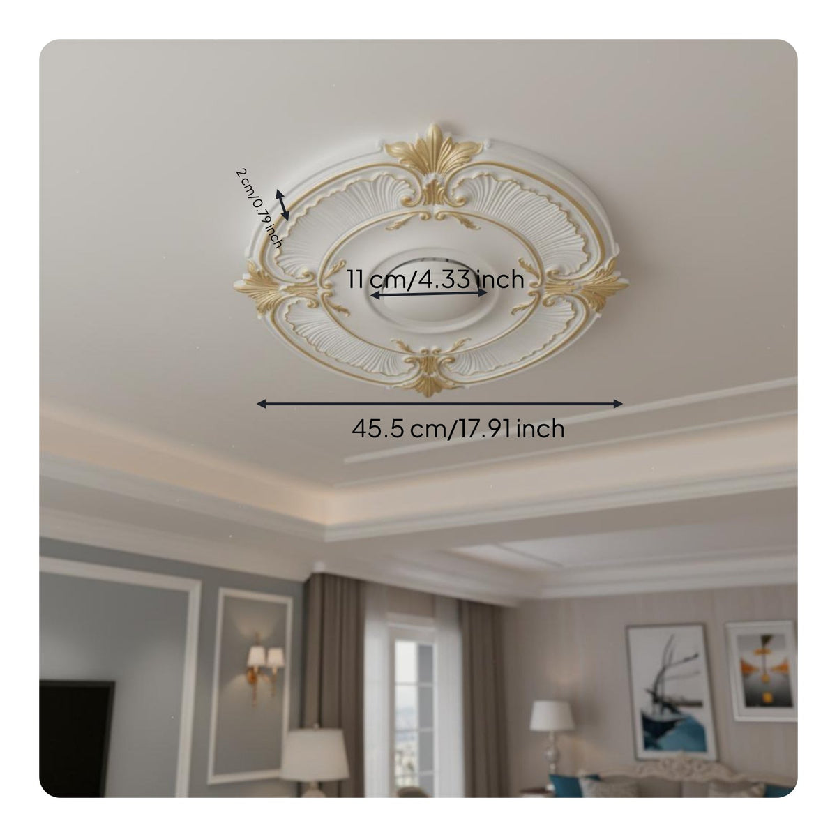 Gold Painted Ceiling Medallion European Design Chandelier Medallion