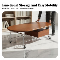 double-level Oval Cart Movable with casters Center Table midcenturyvintage Modern aesthetic