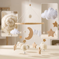 Nursery Mobile with Wooden Loop Hanging Baby Mobile with Loop Decor Crochet for Newborn