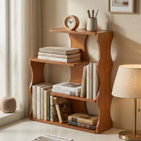 Bamboo Desk Bookshelf with Curved Shelves