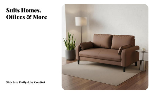 Light Luxury Design Small Apartment Couch Comfortable Compact Settee Easy to Clean Modern Minimalist Sofa Sturdy Construction for Renters, Students, Couples, Office, Reception Area, Boutique, Bedroom