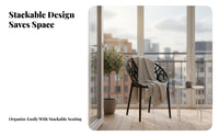 Hollow-Rear Armchair Stackable Design Dining Room Seating Nordic Design Strong Load-Bearing for Adults, Balcony
