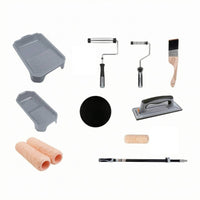 Painting and Sanding Kit Foam Roller Sleeves Wall Sanding Painting Set Wood Handle Brush Paint Tray Kit