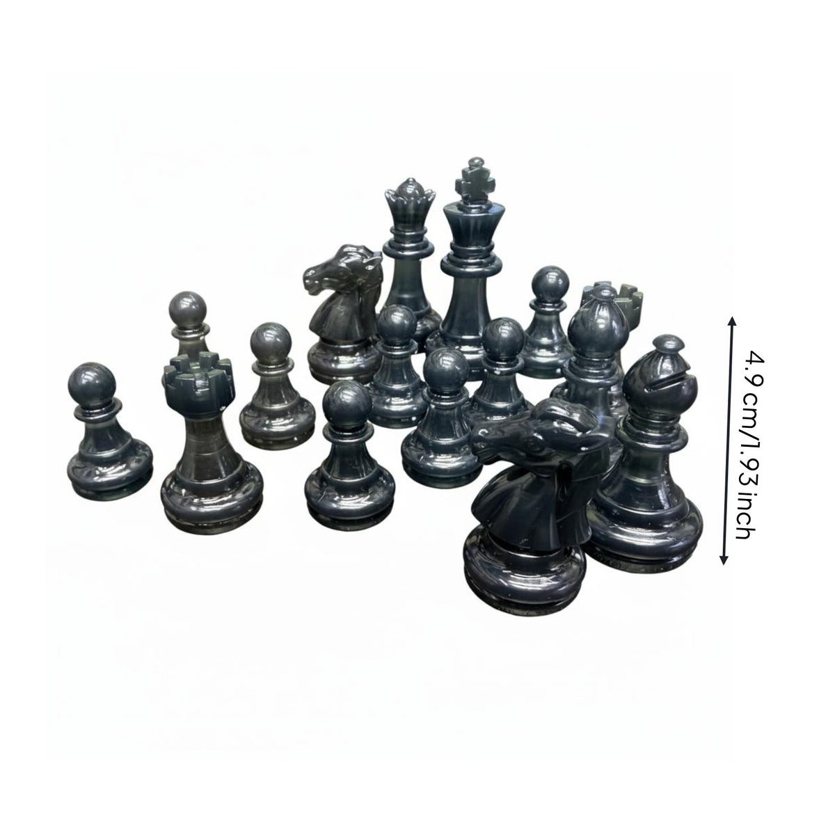 16 Pieces Multiple Colors Available Transparent Chess Pieces Lightweight Plastic Chessmen Portable Board Game Accessory Includes Storage Bag for Beginners