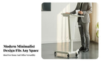 Minimalist Design Mobile Lectern Stand Lockable Casters Mobile Lectern Sturdy Construction Adjustable Height Podium Stable Structure for Presenters, Speakers, Teachers, Conference Room, Lecture Hall, Auditorium, Hotel Lobby
