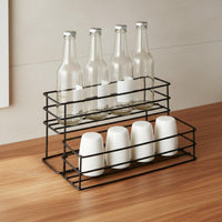 Coffee Bar Bottle Organizer Versatile Use Coffee Syrup Bottle Holder Sturdy Iron Construction Countertop Beverage Rack for Baristas, Cafe